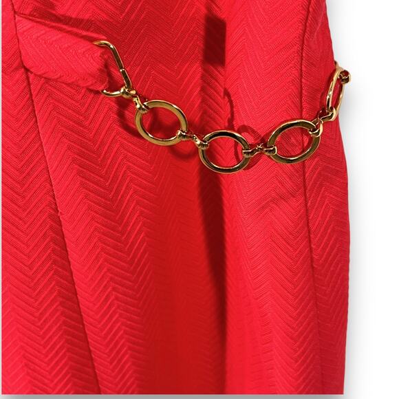 Talbots Sheath Dress Size 14 Chain Detail Pink Short Sleeve Knee Length - Picture 6 of 9